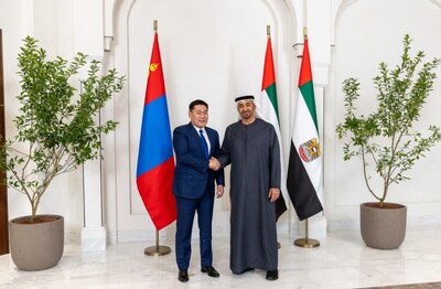 Prime Minister of Mongolia L. Oyun-Erdene meets with President of the United Arab Emirates Sheikh Mohamed bin Zayed Al Nahyan