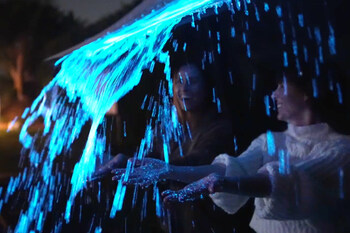 Experience bioluminescence inside of a glowing wave