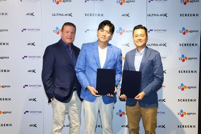 From Left to Right Don Savant, Chief Business Officer, CJ 4DPLEX; Jun Bang, CEO,CJ 4DPLEX; Willy Liao, General Manager, Showtime Group