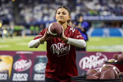 Nyah participating in the Dr Pepper Tuition Giveaway at the 2024 BIG 10 Championship Game on December 7, 2024, at the Lucas Oil Stadium in Indianapolis, IN. (AP Images for Dr Pepper)