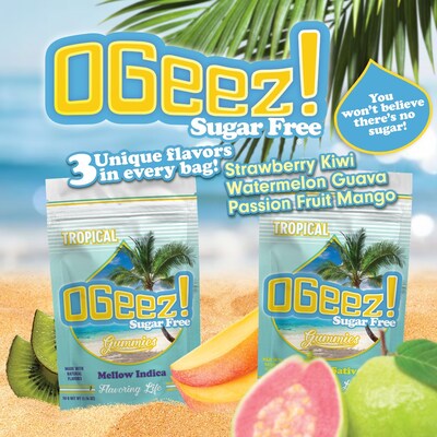 OGeez! Sugar Free Tropical comes its signature Sunny Sativa and Mellow Indica blends.