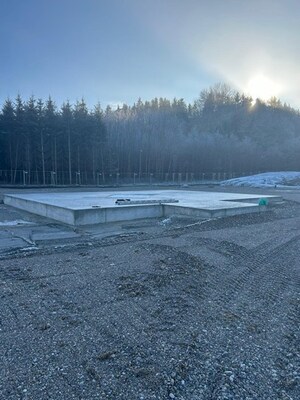 Figure 1:  Completed concrete pad, Kinsau 1A drill site (CNW Group/MCF Energy Ltd.)