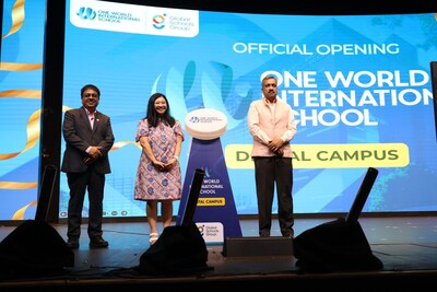 One World International Digital Campus in Punggol was officially opened on 9 December 2024 ([Left to Right] by Mr Atul Termurnikar, Co-Founder and Executive Chairman of Global Schools Group, Ms Yeo Wan Ling, Member of Parliament of Pasir Ris-Punggol GRC and H.E Dr Shilpak Ambule, High Commissioner of India to Singapore.