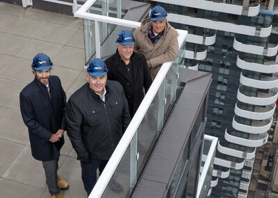 From left: Jared Menkes, Executive Vice President, High Rise Residential, Menkes Developments Ltd; Steven Del Duca, Mayor of Vaughan; Chris Ainsworth, Vaughan City Councilor; Jay Claggett, SVP Development, QuadReal Property Group (CNW Group/Menkes Developments Ltd.)