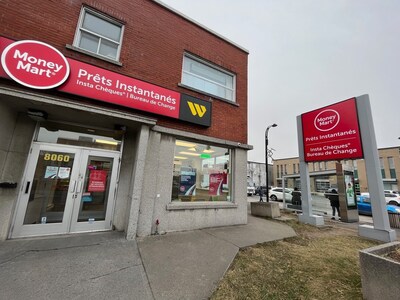 Money Mart's updated branding at 8060 Boulevard Sainte-Michel, Montréal, part of the company's province-wide rebrand across Quebec locations. (CNW Group/National Money Mart Company)