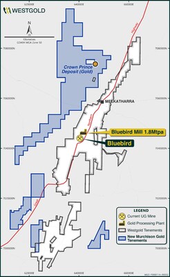 Figure 1: Westgold and NMG tenements around Meekatharra and the Bluebird mill (CNW Group/Westgold Resources Limited)