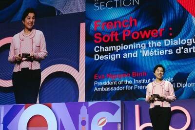 Mrs. Eva Nguyen Binh, President of Instuit français and and Ambassador for French Cultural Diplomacy delivered an opening keynote speech on the Summit's theme 