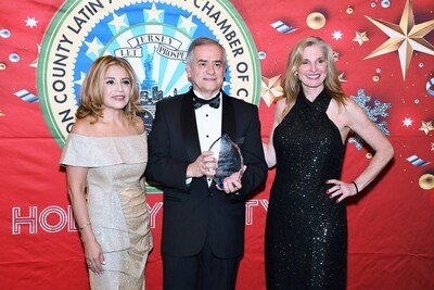 Christian Rodriguez Anzola, Hispanic Outreach Consultant at NJSBDC, accompanied by Heidi Castrillon, President & CEO, Hudson Latin Chamber (HCLACC); and Kelly Brozyna, CEO & State Director of NJSBDC.