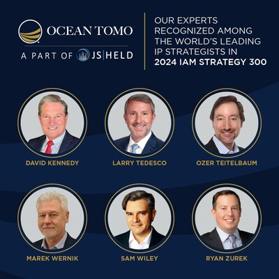 Six intellectual property experts from Ocean Tomo, a part of J.S. Held, are among the World’s 300 Leading IP Strategists recognized by IAM. The IAM Strategy 300 is a guide to the pioneers in the IP industry, recognizing those who innovatively create and action strategies that support IP as a critical business asset. The six experts recognized among the world’s leading IP strategists include David Kennedy, Larry Tedesco, Ozer Teitelbaum, Ryan Zurek, Marek Wernik, and Sam Wiley.