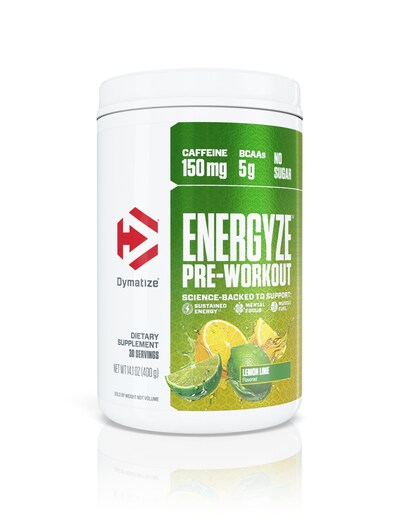 New Dymatize Energyze Pre-Workout in Lemon Lime Flavor.