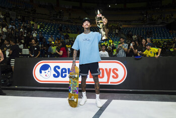 Monster Energy’s Nyjah Huston Claims World Championship Title in Street Skateboarding at the SLS Super Crown Competition in Brazil