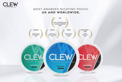 CLEW continues global award winning streak with Best Nicotine Pouch Award at Global Vapouround Awards UK! (CNW Group/CLEW Pouches)