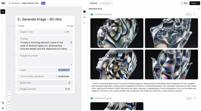 A Salt workflow featuring a Stable Diffusion node for generative art.