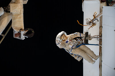 Expedition 70 Flight Engineer Nikolai Chub from Roscosmos is pictured during a spacewalk to inspect a backup radiator, deploy a nanosatellite, and install communications hardware on the International Space Station's Nauka science module. Credit: NASA Expedition 70 Flight Engineer Nikolai Chub from Roscosmos is pictured during a spacewalk to inspect a backup radiator, deploy a nanosatellite, and install communications hardware on the International Space Station's Nauka science module. Credit: NASA