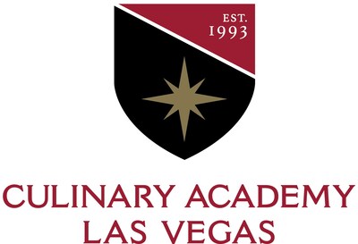 The logo for the Culinary Academy of Las Vegas (CALV) features a black shield with a gold eight-pointed star at the center. The top section of the shield is maroon with white text that reads "EST. 1993." Below the shield, the words "CULINARY ACADEMY LAS VEGAS" are displayed in bold, maroon capital letters.