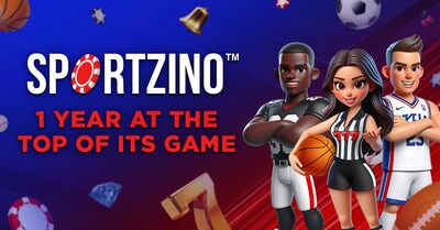 Sportzino.com commemorates its first birthday with a month-long December campaign, paying homage to its substantial communtiy of loyal players. (CNW Group/Blazesoft Ltd.)