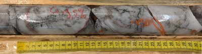 Figure 2 – Photo of drill core from PWM-24-252 displaying 7.95 meters of pollucite, spodumene, and tantalite mineralization from West Joe at the Company’s Case Lake Property, Ontario, Canada (CNW Group/Power Metals Corp.)