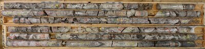 Figure 2 – Photo of drill core from PWM-24-252 displaying 7.95 meters of pollucite, spodumene, and tantalite mineralization from West Joe at the Company’s Case Lake Property, Ontario, Canada (CNW Group/Power Metals Corp.)