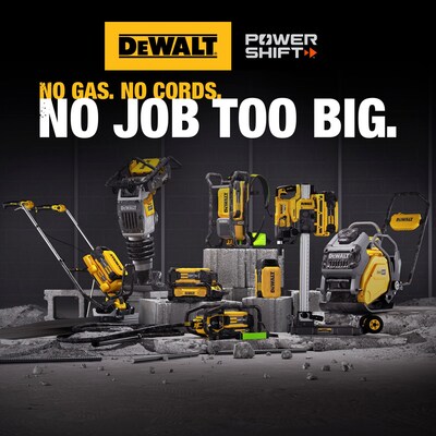 The DEWALT POWERSHIFT™ System, made up of six concrete tools, optimizes the workflow of concrete jobsites through electrified products, eliminating the hassles of gas-powered equipment without compromising efficiency and performance.