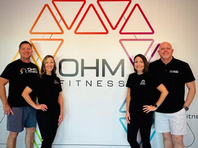 OHM Fitness franchisees (from left):
Casey Meyeres, April Meyeres, Candice Johnson, Chris Johnson