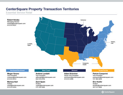 CenterSquare Essential Services Retail transaction territories map