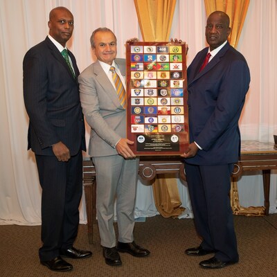 Yuseff Hamm (L), Retired NYPD Det. First Grade and NYPD COPS Recording Secretary with Anthony Imperato (M), Henry Repeating Arms Founder and CEO and recipient of the Humanitarian Award, and Victor Swinton, NYPD Fugitive Div. Lieutenant, President of NYPD COPS, Treasurer of the Lieutenants Benevolent Association, and Adjunct Professor at John Jay College of Criminal Justice. (Credit: NYPD)