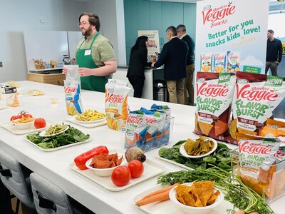 The Grand Opening of Hain Celestial's new Innovation Experience Center featured a ribbon-cutting ceremony and six sensory-focused product demonstrations where attendees experienced the latest innovations from leading brands, including Garden Veggie™ Snacks.