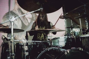 Lord of the Lost Drummer, Niklas Kahl plays BDC drumkit on tour, Photo by Matt Windsor