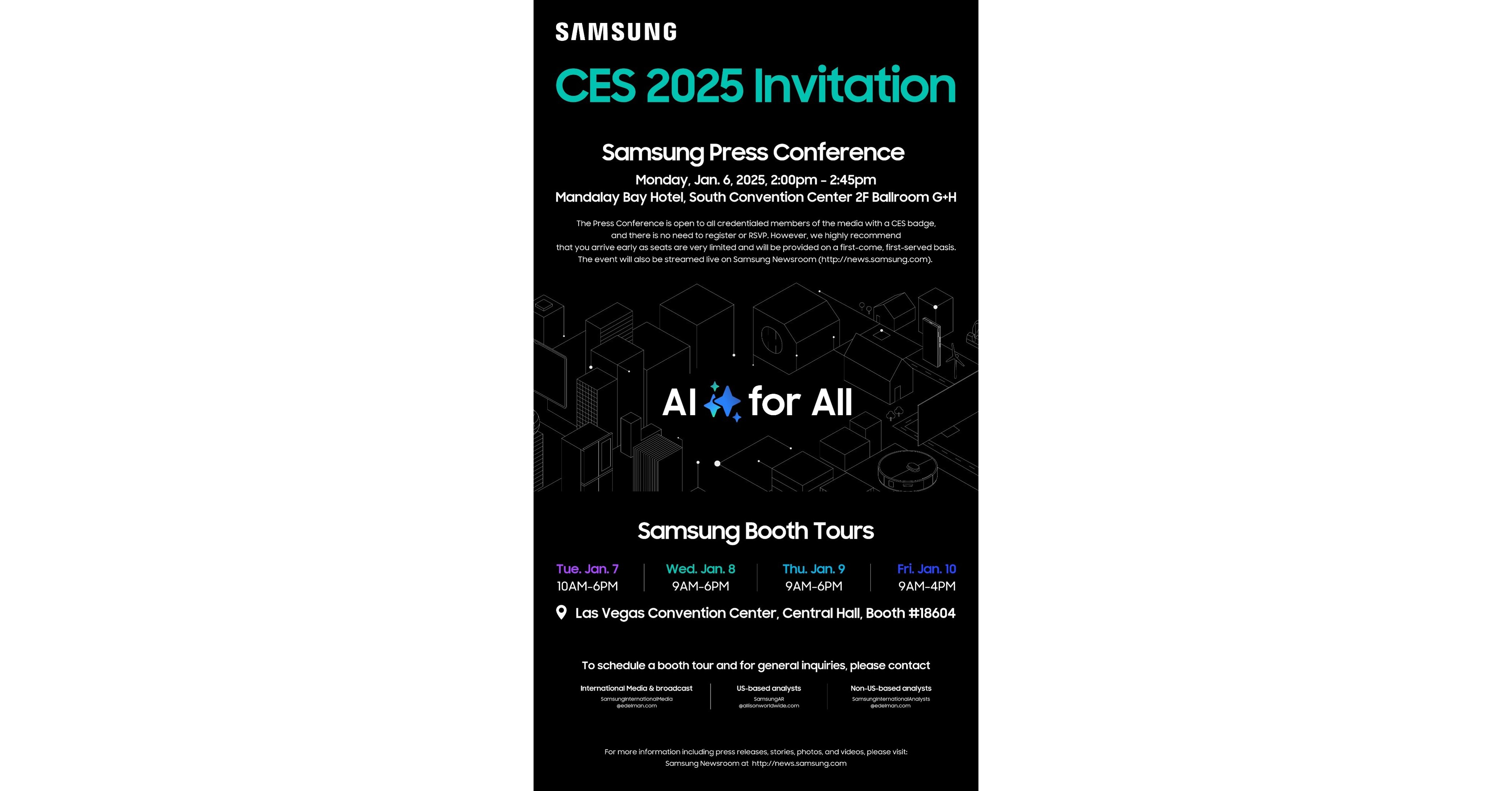 Samsung Press Conference at CES 2025 'AI for All Everyday, Everywhere'