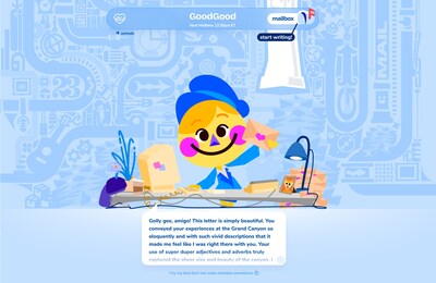 Inside the interactive mailroom, where users exchange heartfelt letters with “GoodGood”, their enthusiastic digital pen-pal who responds with personalized, thoughtfully-moderated messages.