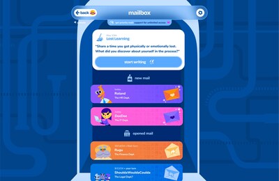 The Mailbox screen shows incoming letters from With Love's cast of characters - each with their own unique personality, they create personal spaces for expression.