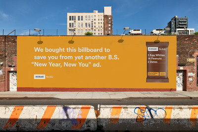 Another RXBAR billboard shielding your eyes from more 'New Year, New You' messaging.