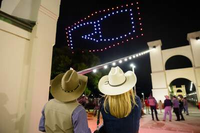 Attendees admire a drone show at Rogers-O’Brien Construction’s 55th-anniversary celebration, highlighting the general contractor’s decades of innovation and impact across Texas.