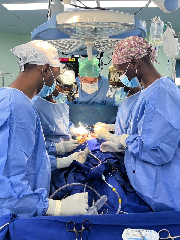 Joint Israeli/African team performing lifesaving cardiac surgery on Zambian child