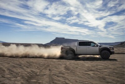 2025 Ford F-150 driving through a dusty road