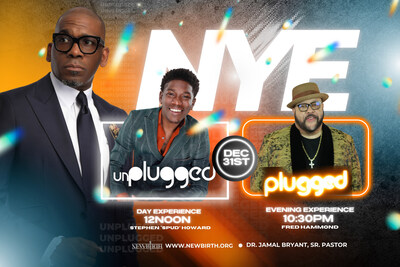 Ring in the New Year with New Birth! Join us on December 31 for an unforgettable experience: Unplugged with Stephen 'Spud' Howard at 12 PM and Plugged with Fred Hammond at 10:30 PM. Let’s celebrate together!