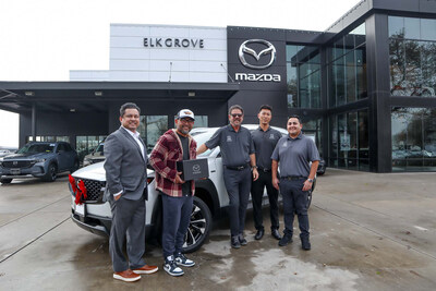 On December 18, 2024, Mazda sold its 400,000th vehicle, a 2025 CX-50 Hybrid, marking a new sales record for the US. Pictured from l to r at Elk Grove Mazda in Elk Grove, CA, are MNAO District Sales Manager Kris Barrientos, 400,000 Customer Ray Chatto, Elk Grove Mazda Owner/Dealer Principal John Driebe, Elk Grove Mazda Director of Sales Grant Salge, and Elk Grove Mazda Sales Manager Eric Cervantes.