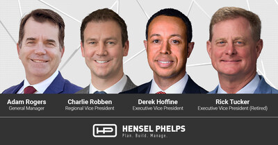 Celebrating leadership excellence: Announcing the well-deserved promotions of Derek Hoffine, Charlie Robben, and Adam Rogers and honoring Rick Tucker for his remarkable career and retirement after over three decades of exceptional service at Hensel Phelps.