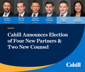 Cahill Announces Election of Four New Partners and Two New Counsel