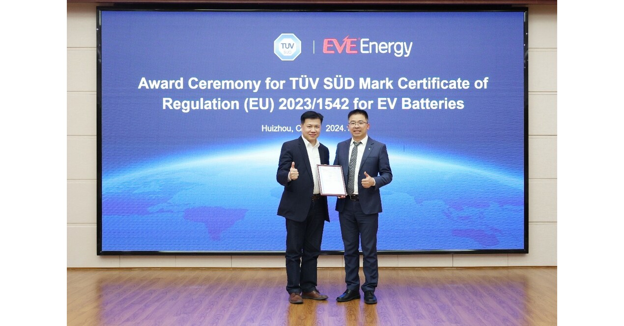 EVE Energy Raih Sertifikat TÜV SÜD yang Pertama di Industri untuk Baterai Kendaraan Listrik berdasarkan Regulasi (Uni Eropa) 2023/1542