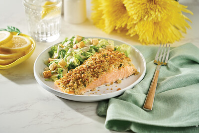 Italian Crusted Salmon with Creamy Truffle Caesar Salad