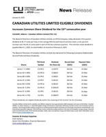 CANADIAN UTILITIES LIMITED ELIGIBLE DIVIDENDS