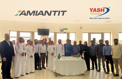 YASH Technologies and Amiantit Group teams celebrate the successful SAP S/4HANA Go-Live, marking a key milestone in their digital transformation journey