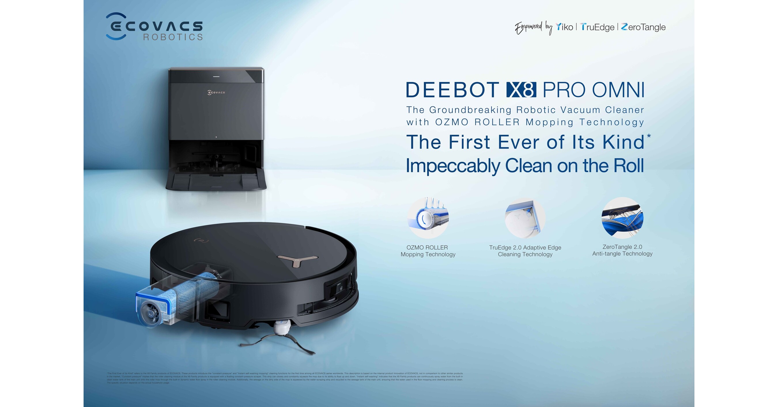 ECOVACS ロボット掃除機 DEEBOT X8 OZMO ROLLER テクノロジー搭載: CES 