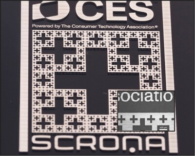 Image printed with silver nanoparticle ink on SCRONA’s GEN3-128 printhead using 128 full digital nozzles.