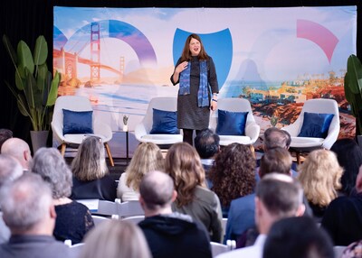 Newly named CEO of Blue Shield of California, Lois Quam, speaking to employees at a recent town hall meeting.