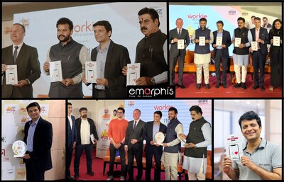 Nilesh Maheshwari, Founder & CEO of Emorphis Technologies and Emorphis Health, receiving the Pride of MP award and launching his book, The Healing Code. (PRNewsfoto/Emorphis Technologies)