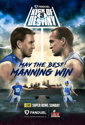 Peyton Manning and Eli Manning will compete head-to-head on Super Bowl Sunday as they face off at Super Bowl LIX in FanDuel’s “Kick of Destiny 3.”