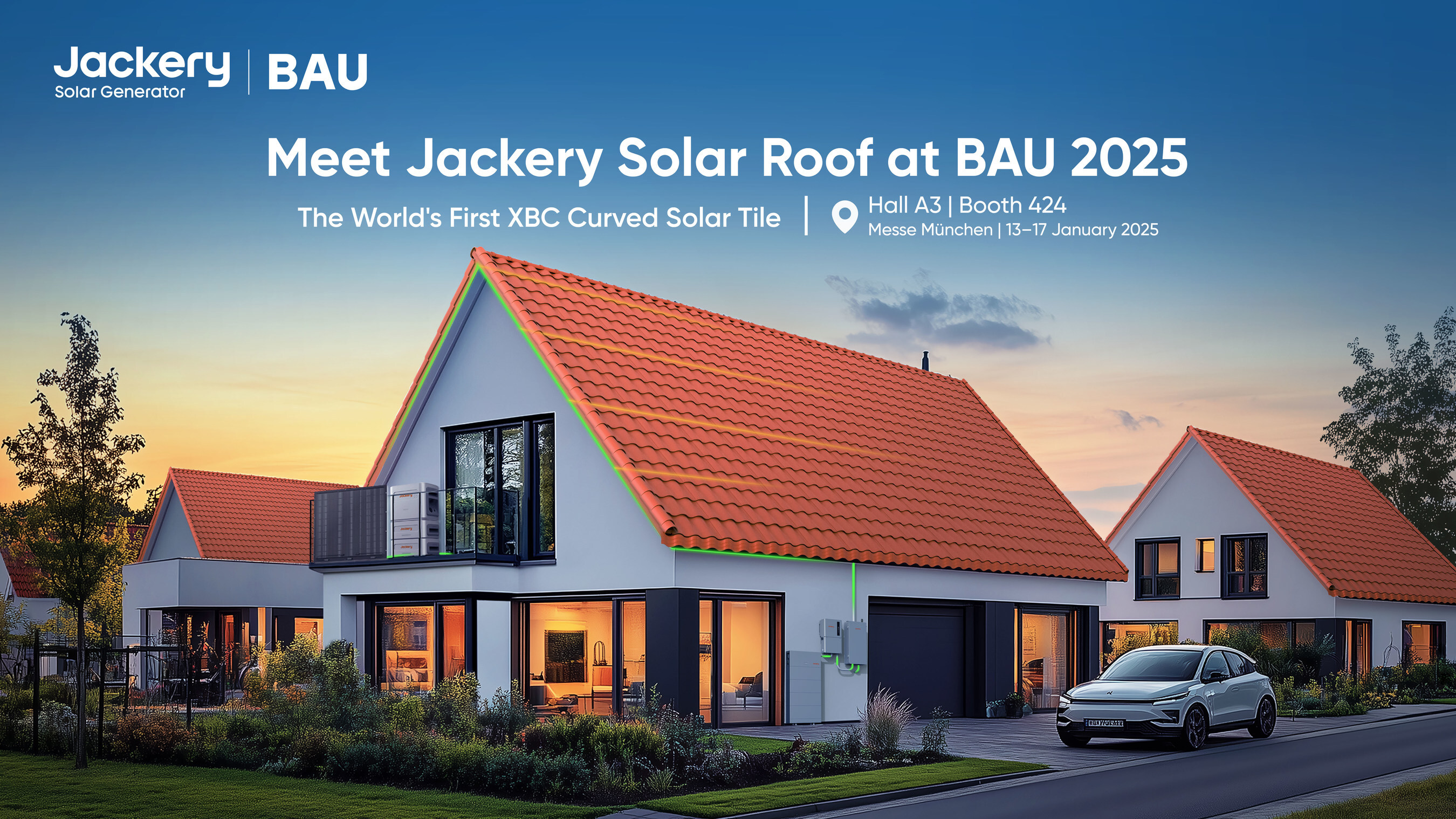 European Debut: Jackery Presents the World First-Ever Curved XBC Solar Roof Tiles at BAU 2025