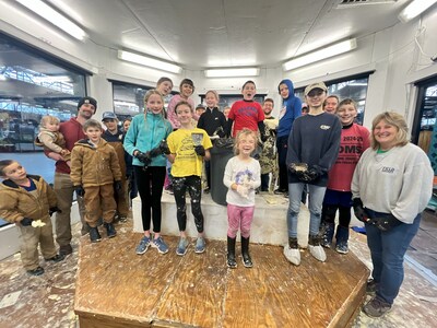 Dairy Farmer Brett Reinford, along with his family, and members of the Friendship Community 4-H Club of Dauphin County dismantled the 1,000-pound Butter Sculpture on Sunday at the Pennsylvania Farm Show Complex and Expo Center. The sculpture is a favorite attraction at the PA Farm Show, sponsored by the American Dairy Association North East and the Pennsylvania Dairy Promotion Program.